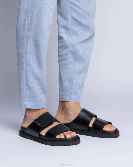 INUIKII män dubbelbandsläder F4NR351 Skodon svart