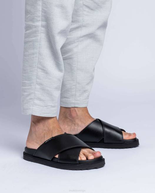 INUIKII män korsat läder F4NR350 Skodon svart