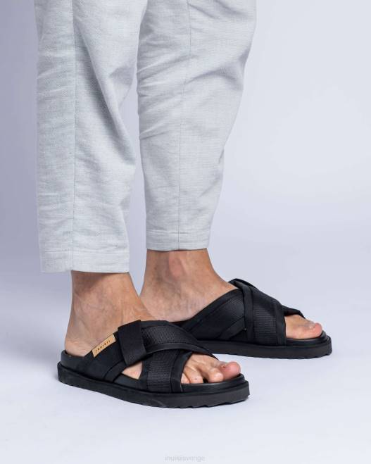 INUIKII män puffer korsad F4NR354 Skodon svart