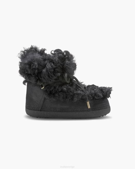 INUIKII kvinnor lång lockig känga F4NR218 Skodon svart