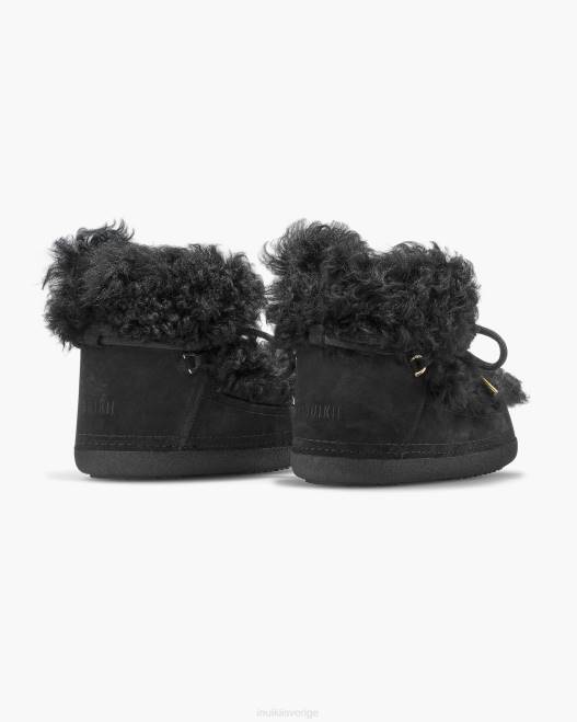 INUIKII kvinnor lång lockig känga F4NR218 Skodon svart