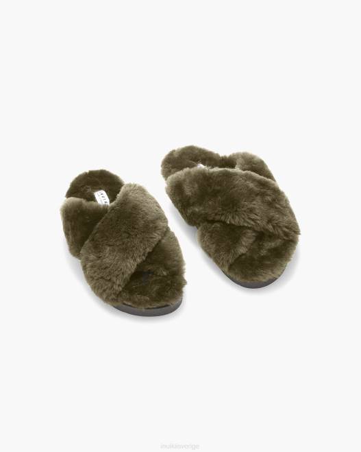 INUIKII kvinnor klassisk shearling toffel F4NR104 Skodon oliv