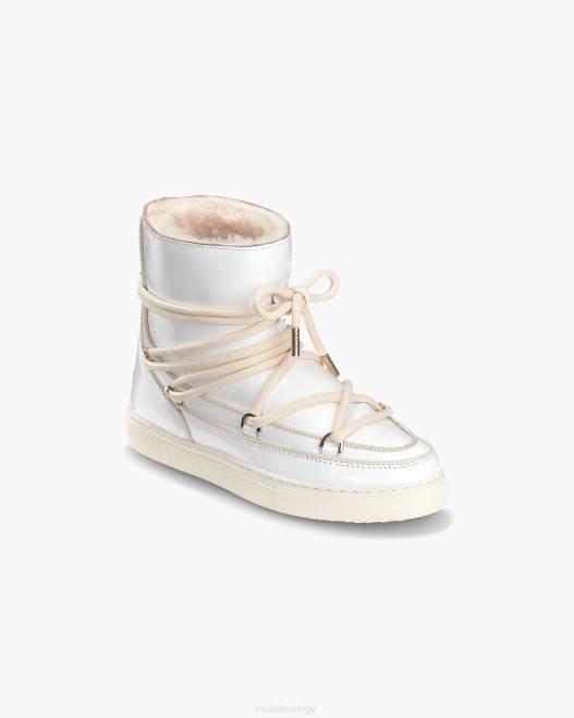 INUIKII kvinnor naplack i hel läder F4NR192 Skodon off-white